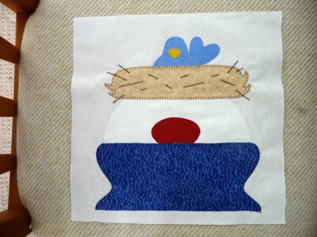 bird nest snowmen with embroidery